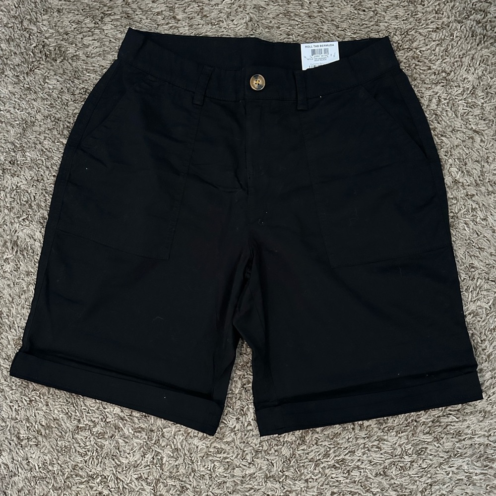 Style & Co. Deep Black Roll Tab Bermuda Shorts